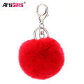 Hot selling customized nice design rabbit fur tassel pom pom keychain